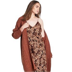 Xxs Nili Lotan Brown Paisley Print Slip Dress